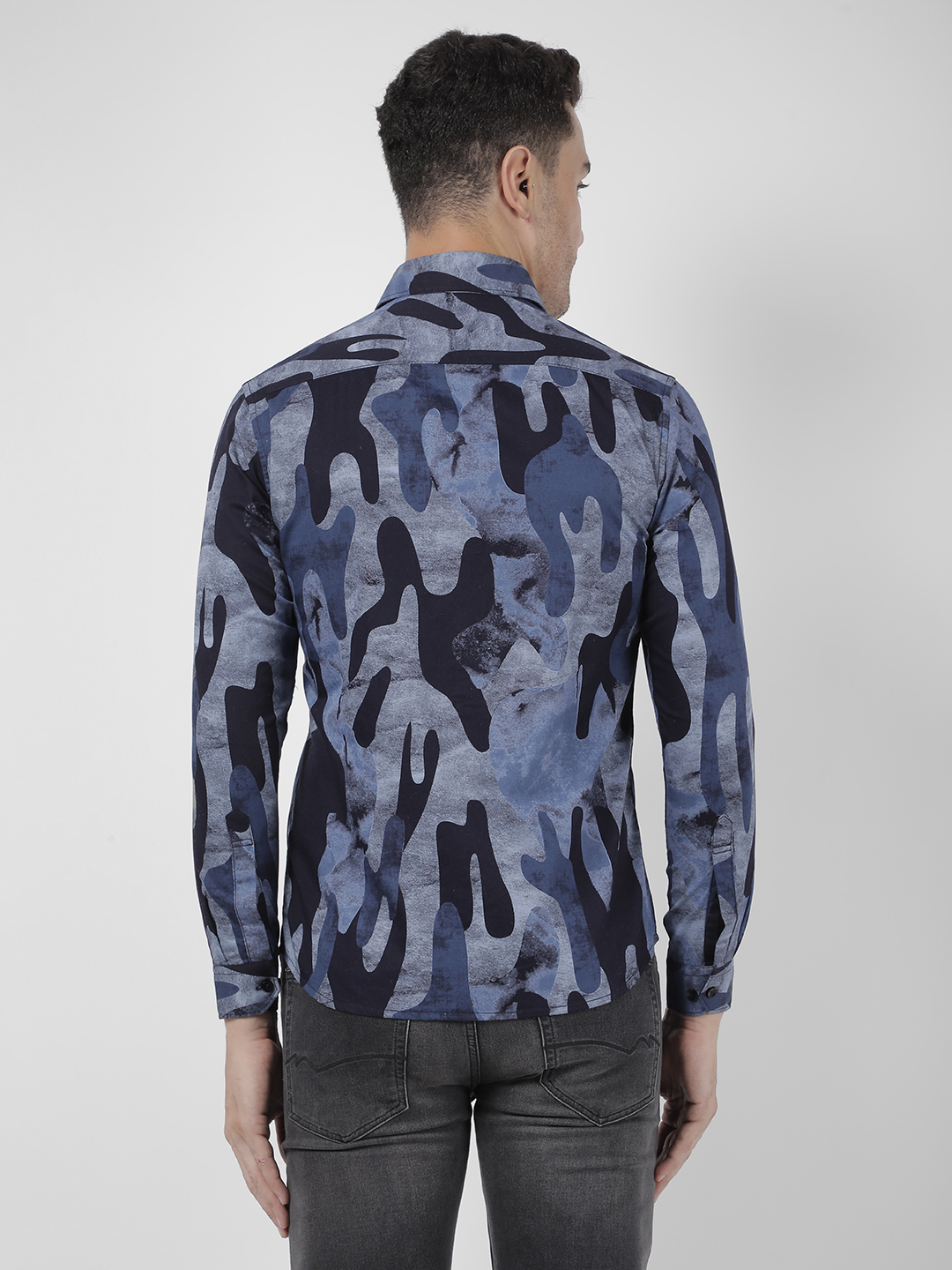 Numero Uno Men Abstract Blue Shirt